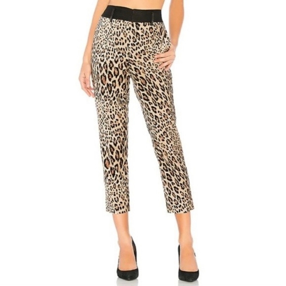 Frame leopard cropped velvet pant